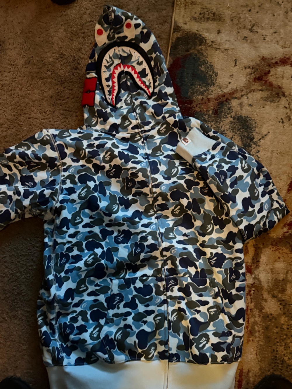 Bape Blue Gray Camouflage Shark Windbreaker